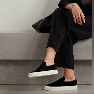 The Row Marie H Slip on Black Leather sneaker